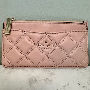 Kate Spade Natalia Cardholder Wallet in Rose Smoke Pink Quilted Slim Small